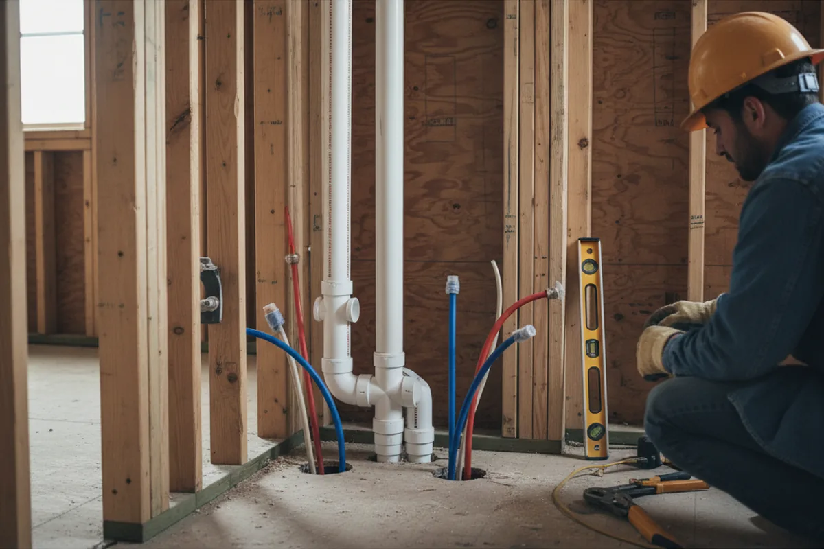 Drain and supply rough-in during Sump Pump Repair in Midland